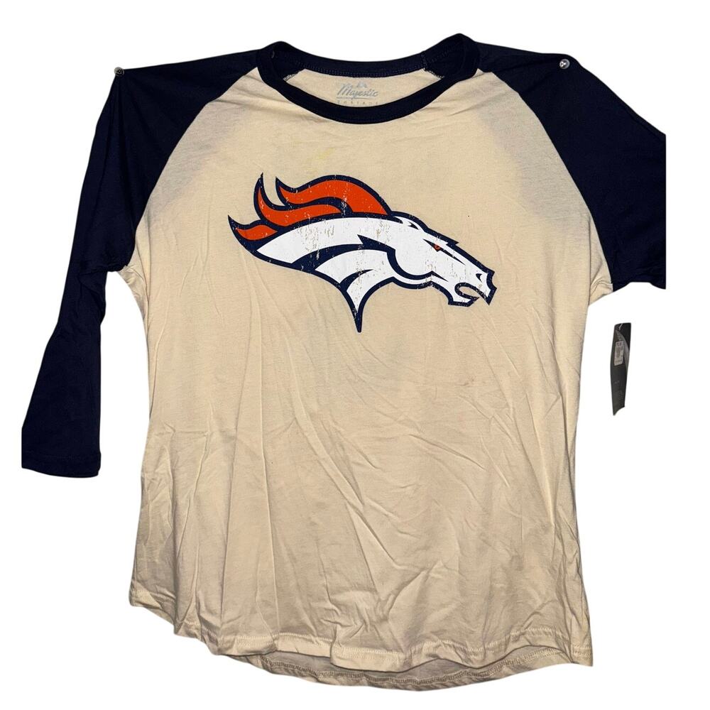 Majestic Threads Russell Wilson T-Shirt Cream/Navy Denver Broncos Mens Sz XL NWT